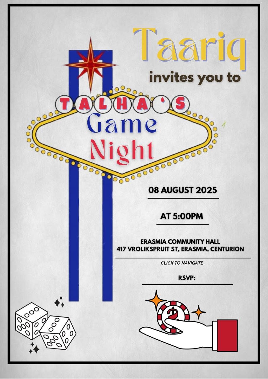 Game night invitation