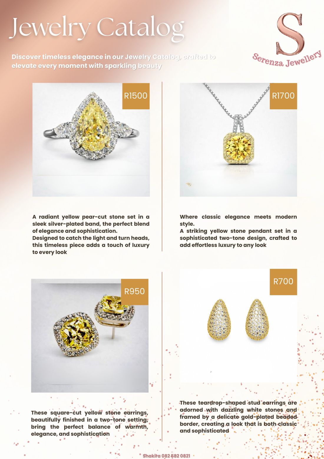 Catalogue page 8: rings, pendants and studs